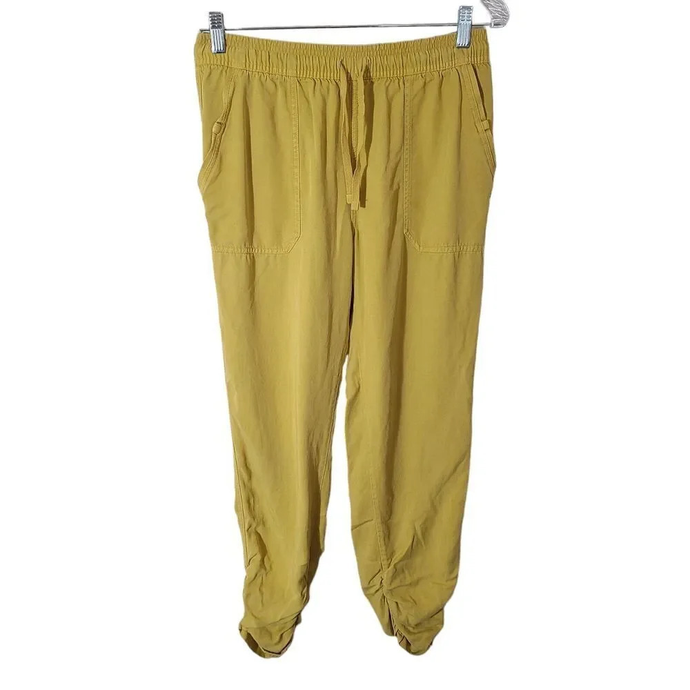 Thread And Supply Size Medium Ruched Ankle Lyocell Jogger Pants Mustard Yellow